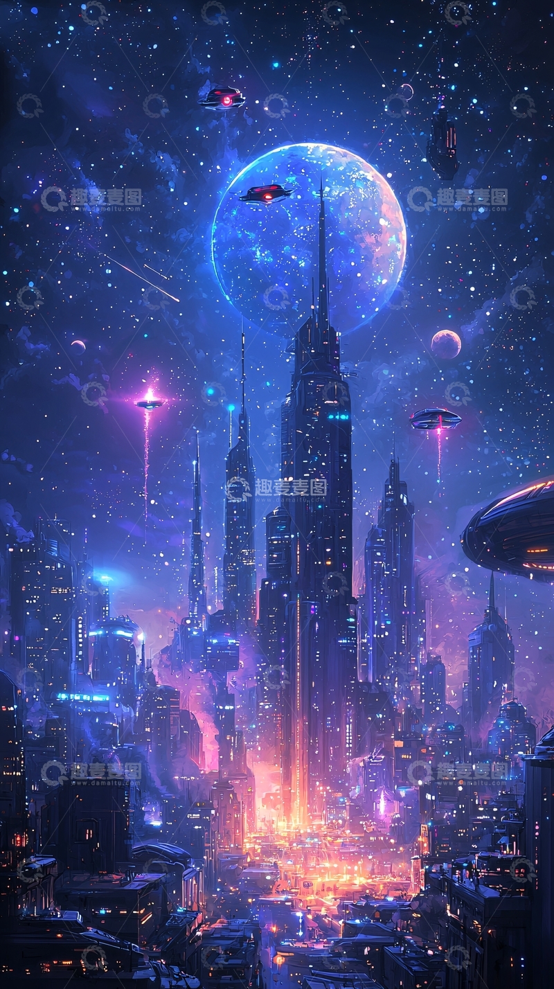 高清大图下载【趣麦麦图】未来都市夜景228