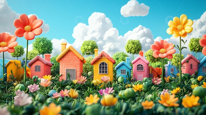高清大图下载【趣麦麦图】彩色童话小镇