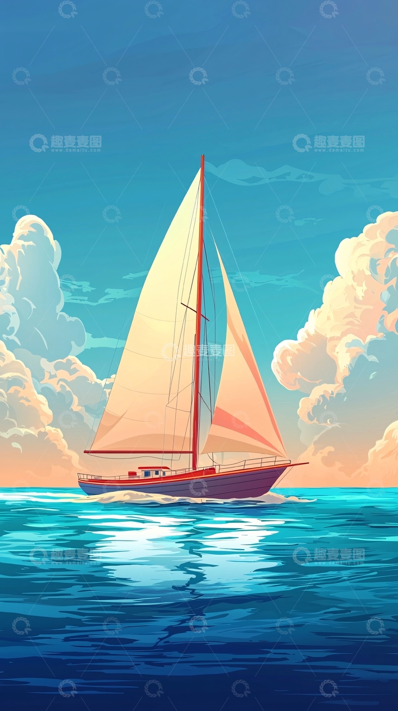 高清大图下载【趣麦麦图】航海主题手绘插画