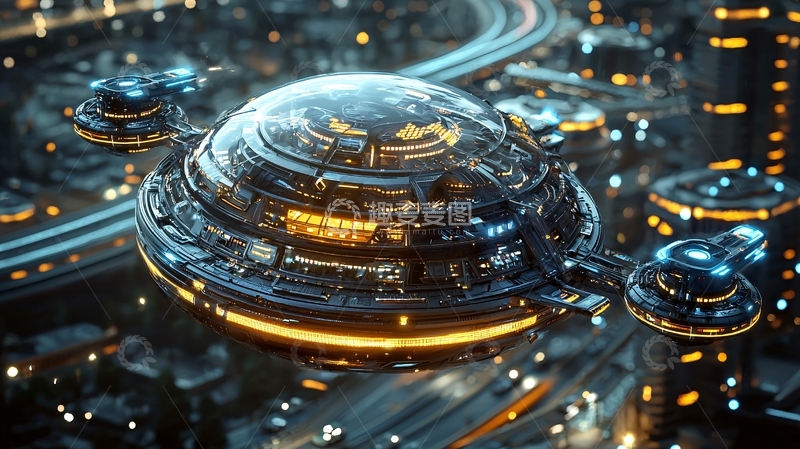 高清大图下载【趣麦麦图】未来城市飞行器