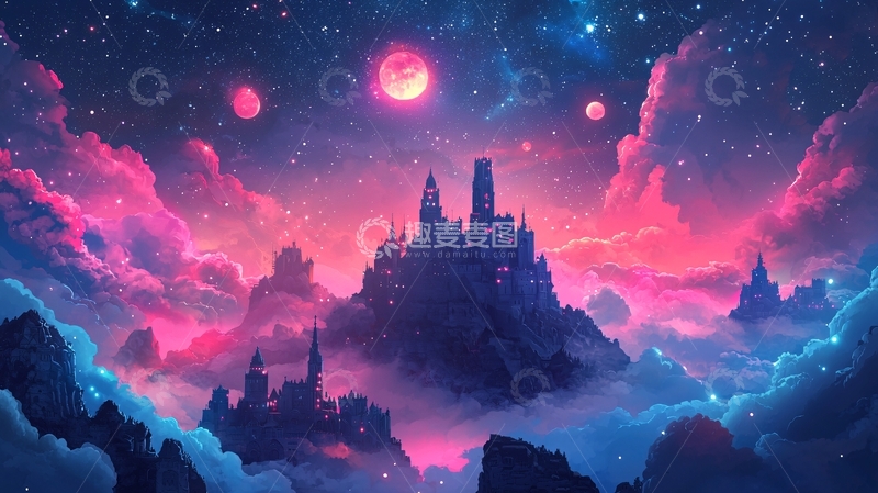高清大图下载【趣麦麦图】梦幻星空城堡
