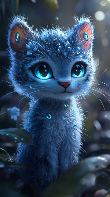蓝眼睛毛茸茸的小猫