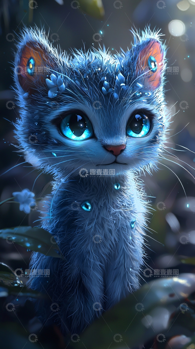 高清大图下载【趣麦麦图】蓝眼睛毛茸茸的小猫