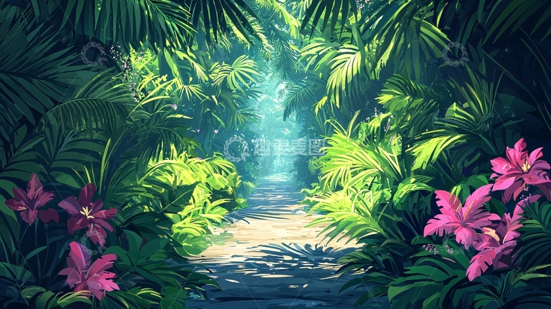 高清大图下载【趣麦麦图】热带雨林小路