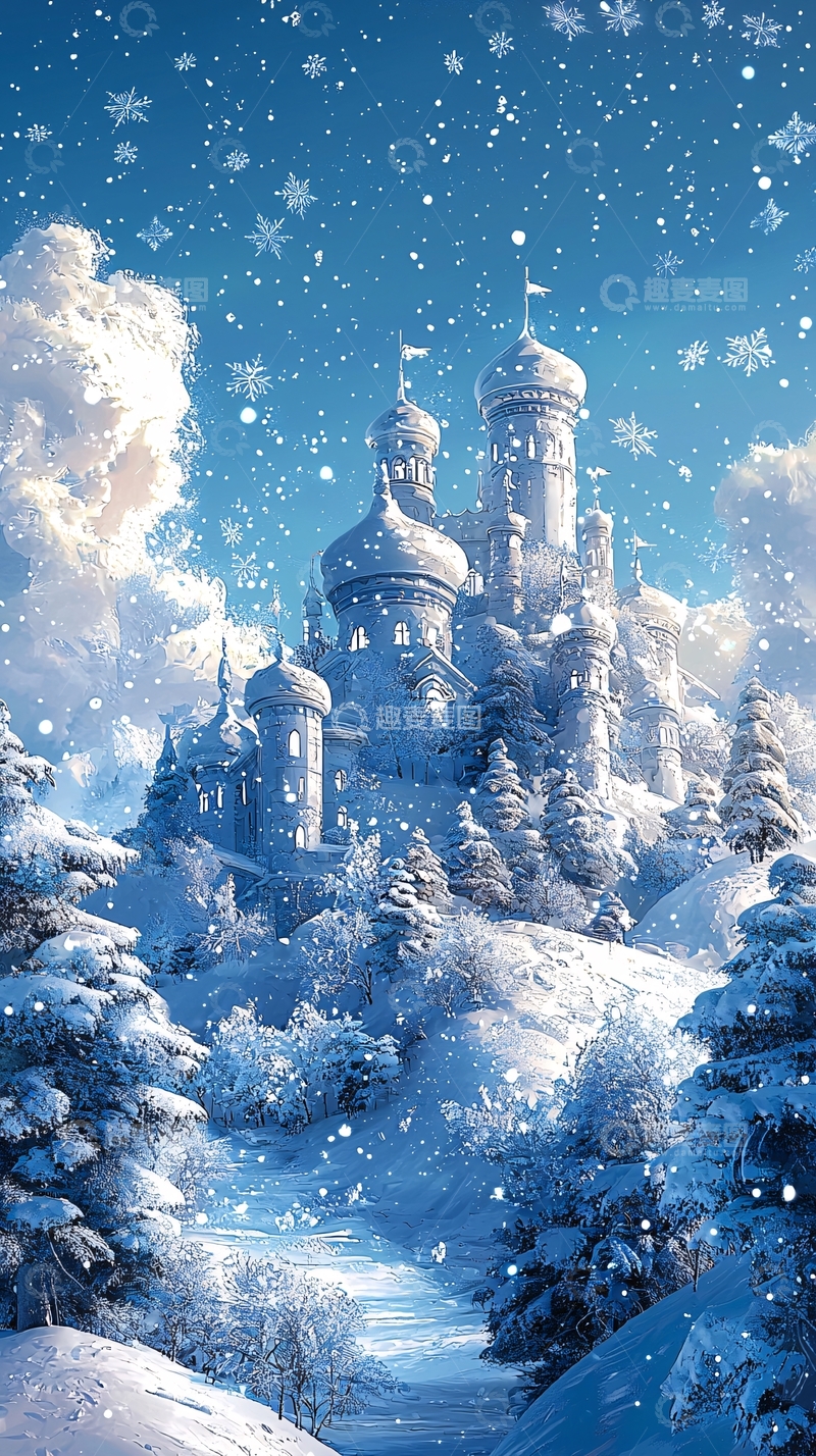 高清大图下载【趣麦麦图】雪中城堡