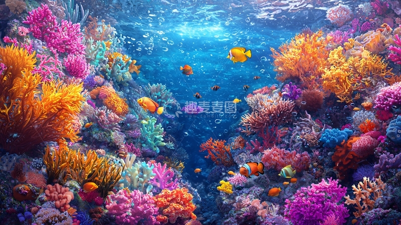高清大图下载【趣麦麦图】五彩斑斓的珊瑚礁海洋世界