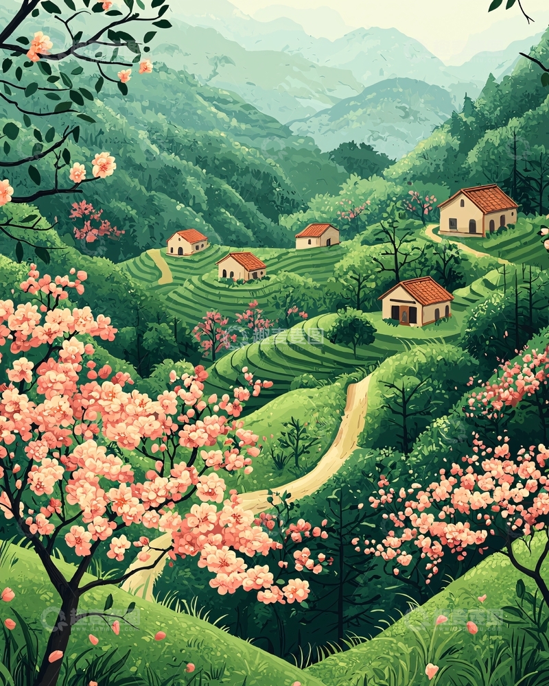 高清大图下载【趣麦麦图】山间田园风光