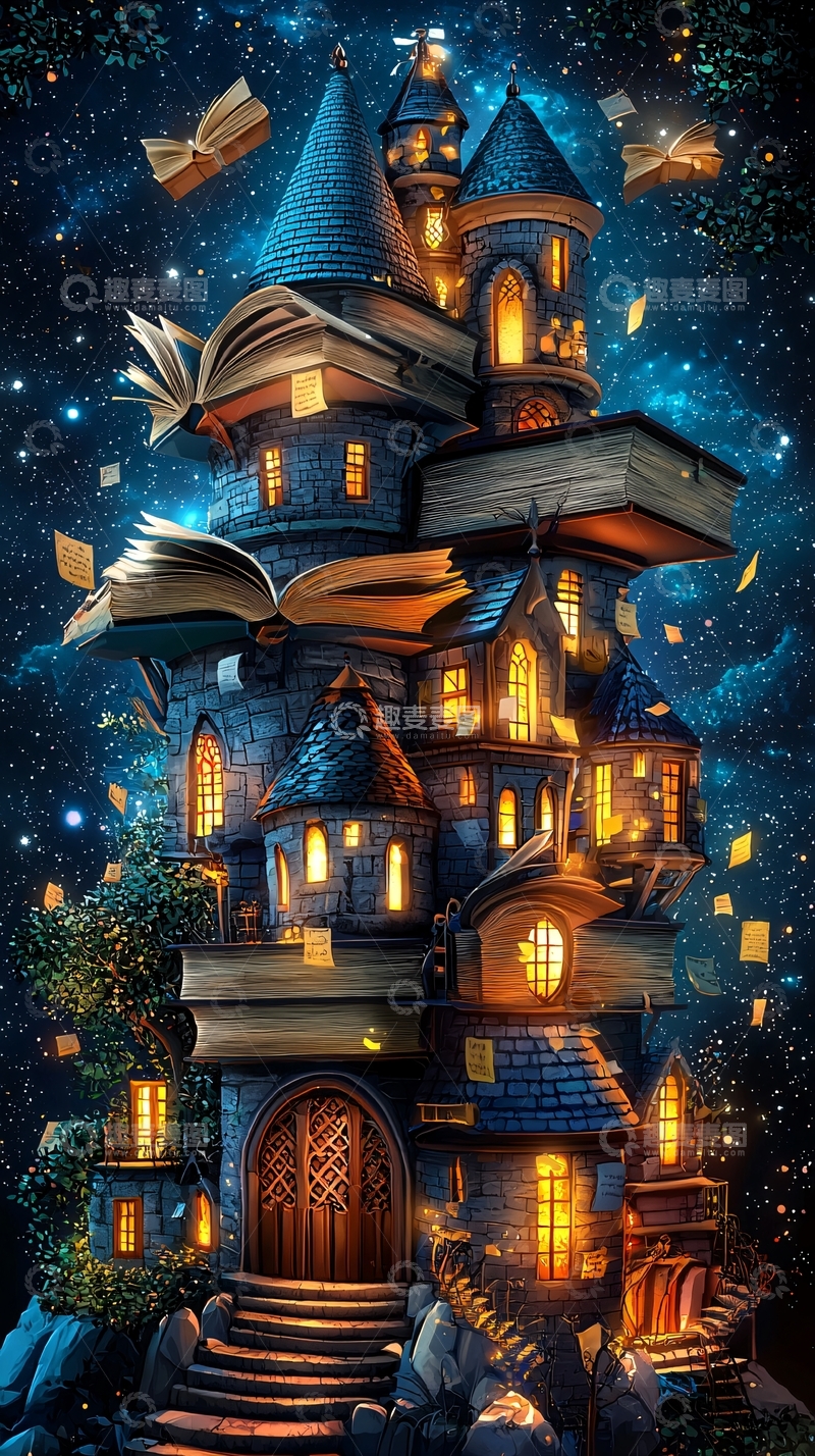 高清大图下载【趣麦麦图】书籍城堡