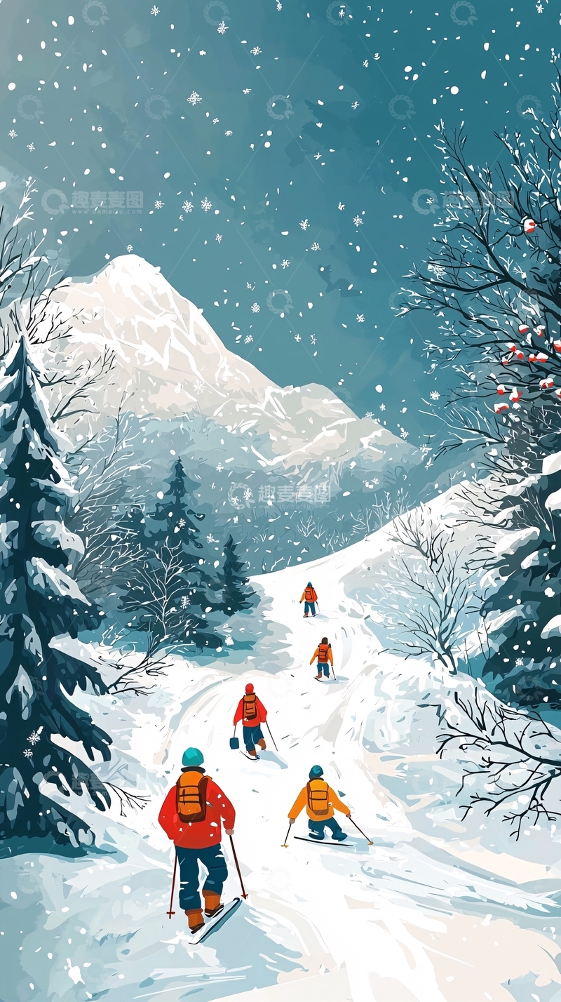 高清大图下载【趣麦麦图】-冬季雪山徒步