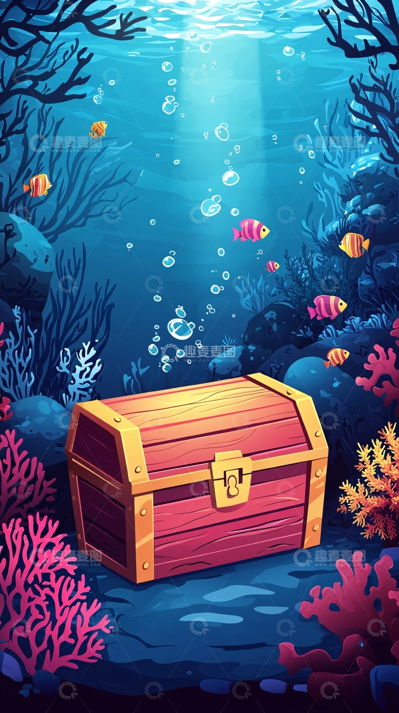 高清大图下载【趣麦麦图】海底宝箱