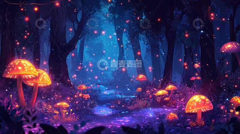 高清大图下载【趣麦麦图】梦幻萤火森林