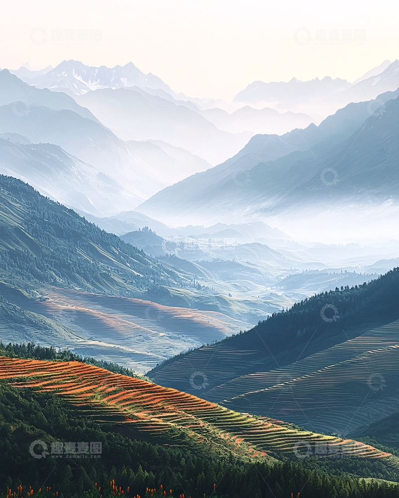 高清大图下载【趣麦麦图】层峦叠嶂的山脉景色