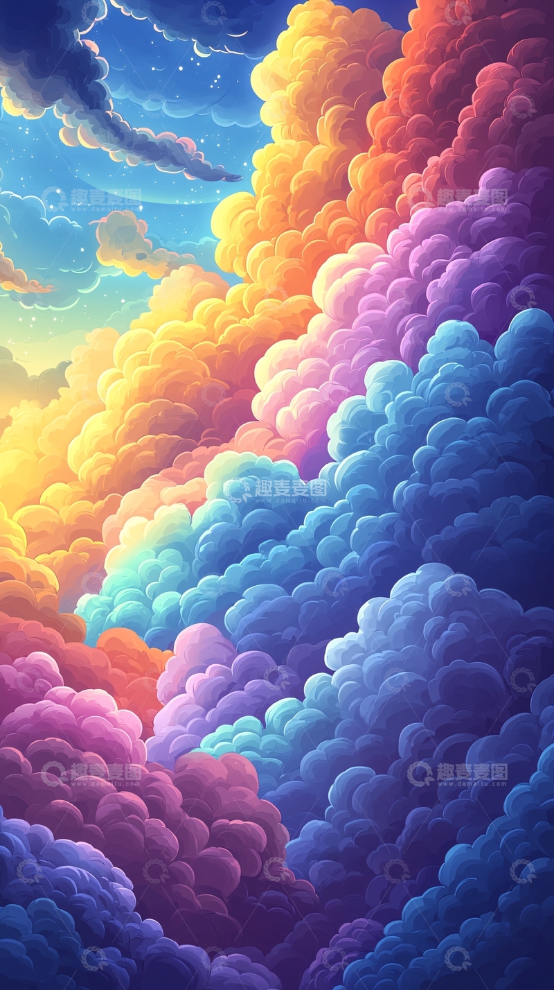 高清大图下载【趣麦麦图】彩虹云朵天空