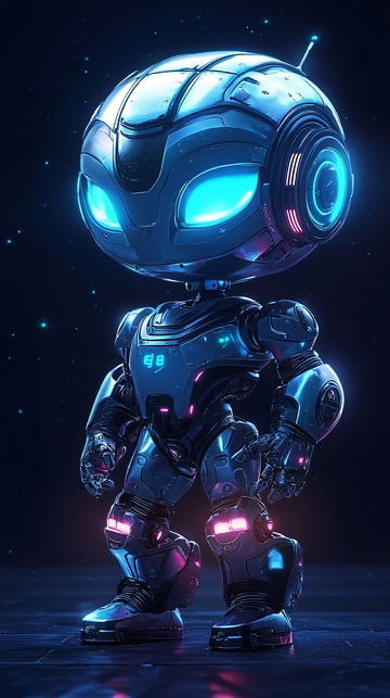 蓝光金属质感小机器人