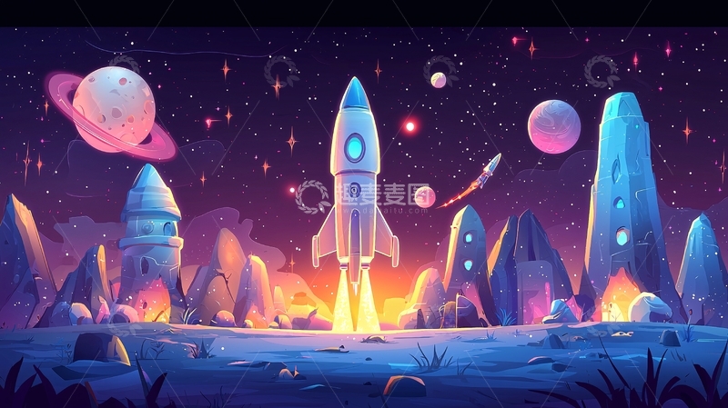 高清大图下载【趣麦麦图】宇宙飞船发射