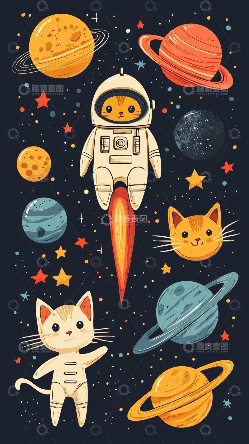 高清大图下载【趣麦麦图】太空猫