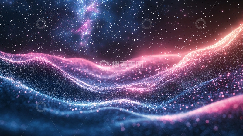 高清大图下载【趣麦麦图】粉色蓝色星光波浪