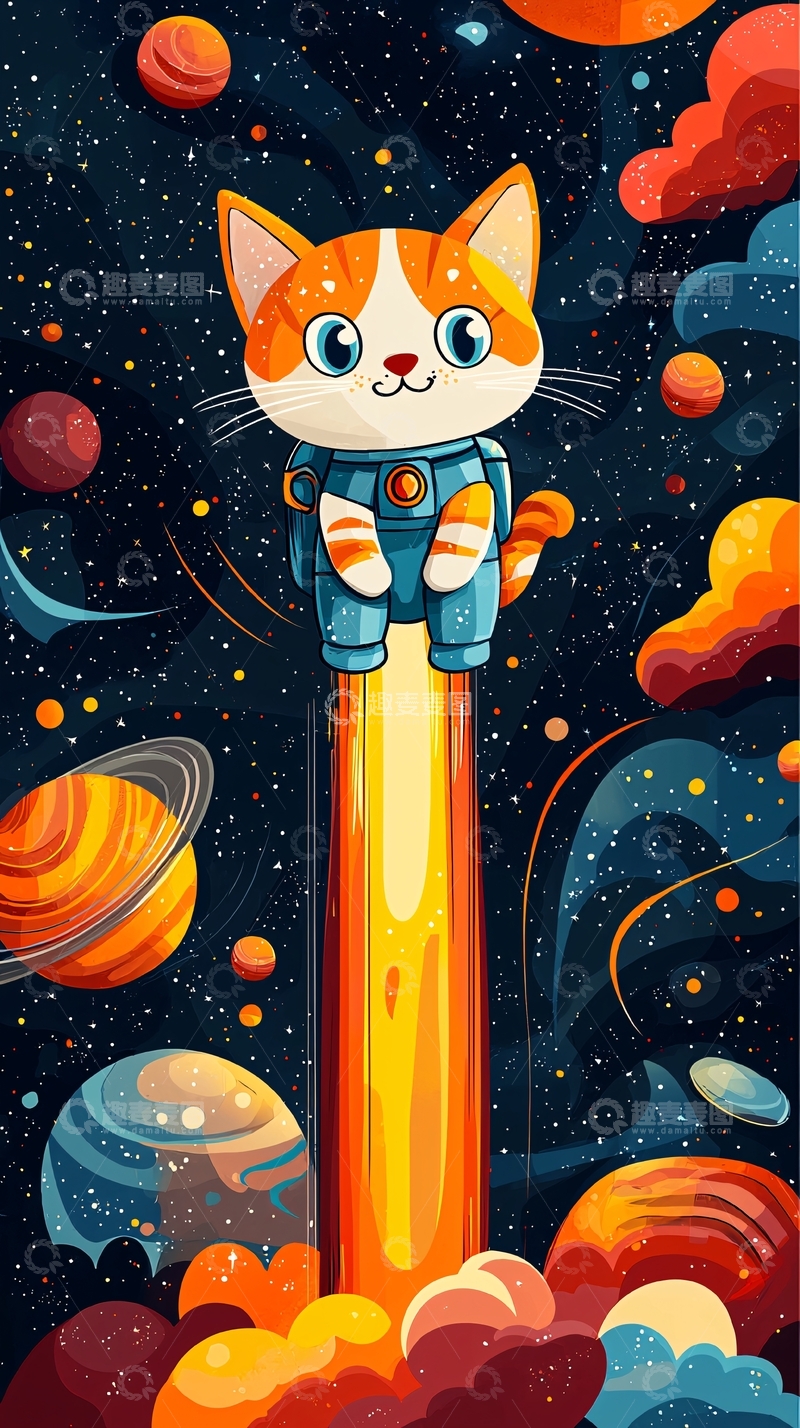 高清大图下载【趣麦麦图】太空猫咪