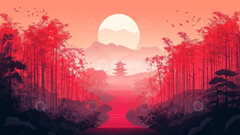 高清大图下载【趣麦麦图】红色竹林