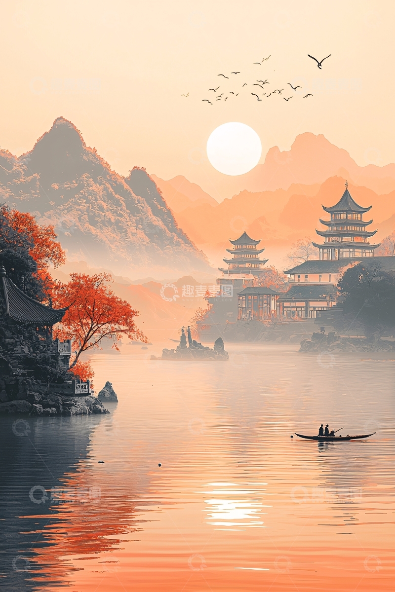 高清大图下载【趣麦麦图】水墨山水画648