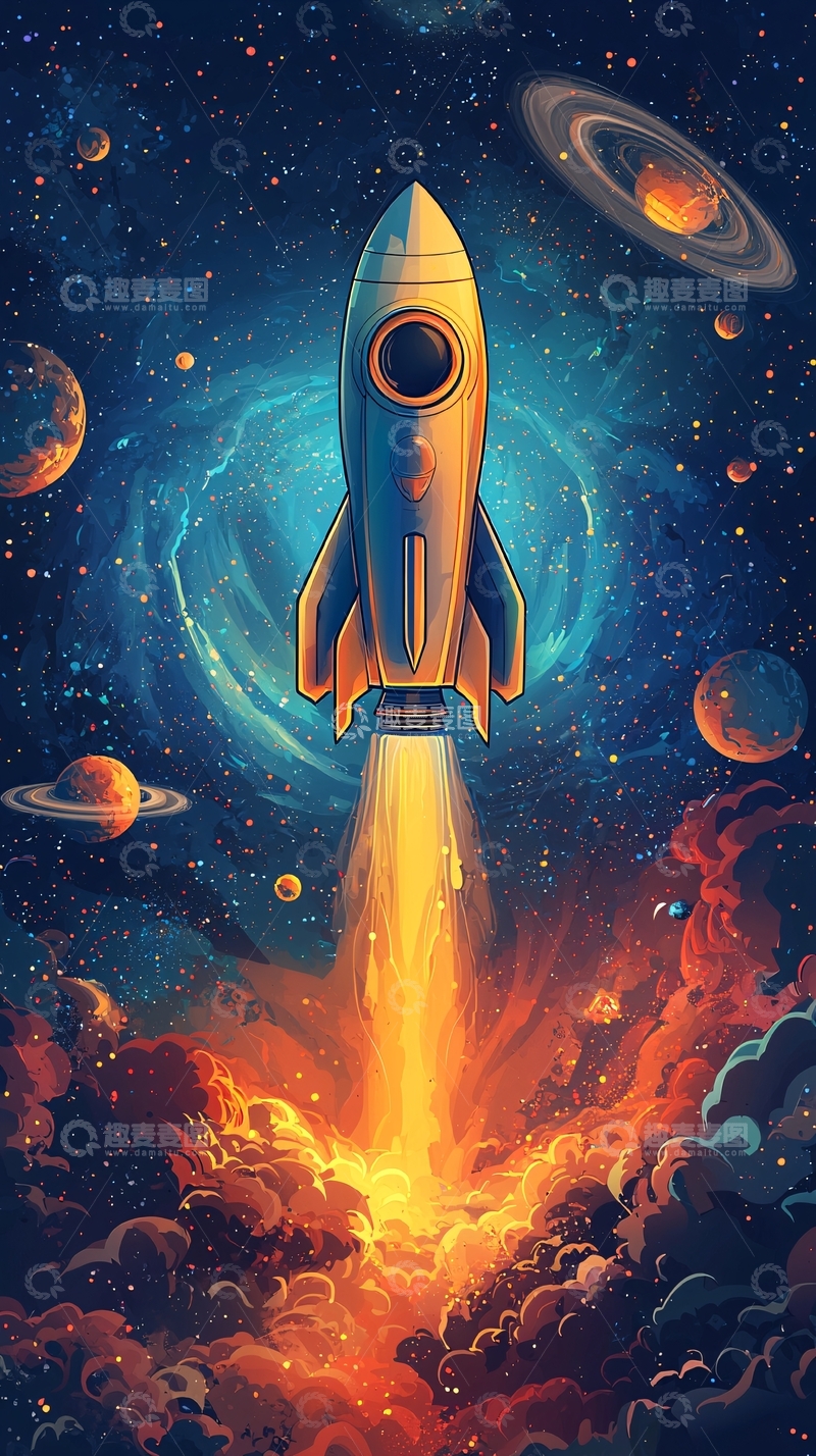 高清大图下载【趣麦麦图】宇宙飞船发射升空