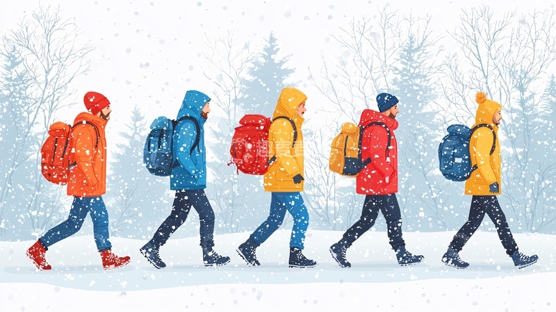 高清大图下载【趣麦麦图】冬季徒步旅行者