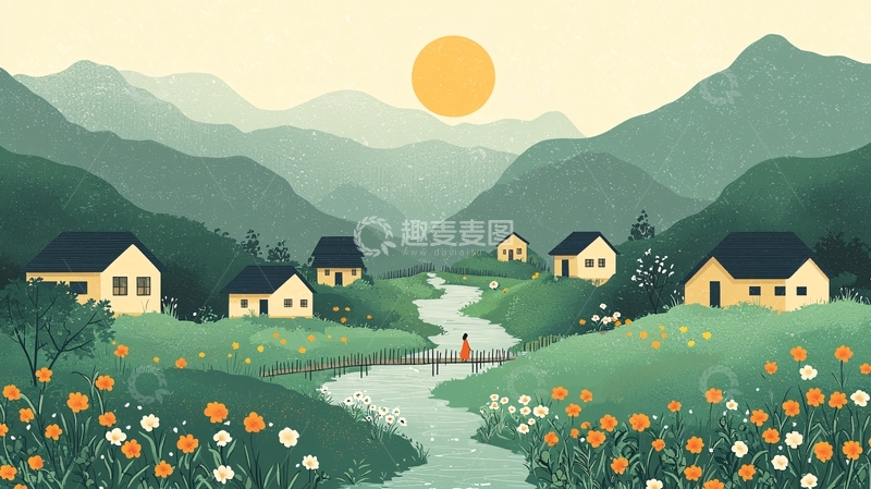 高清大图下载【趣麦麦图】山村景色