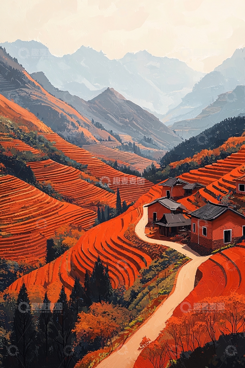 高清大图下载【趣麦麦图】红土地梯田风光