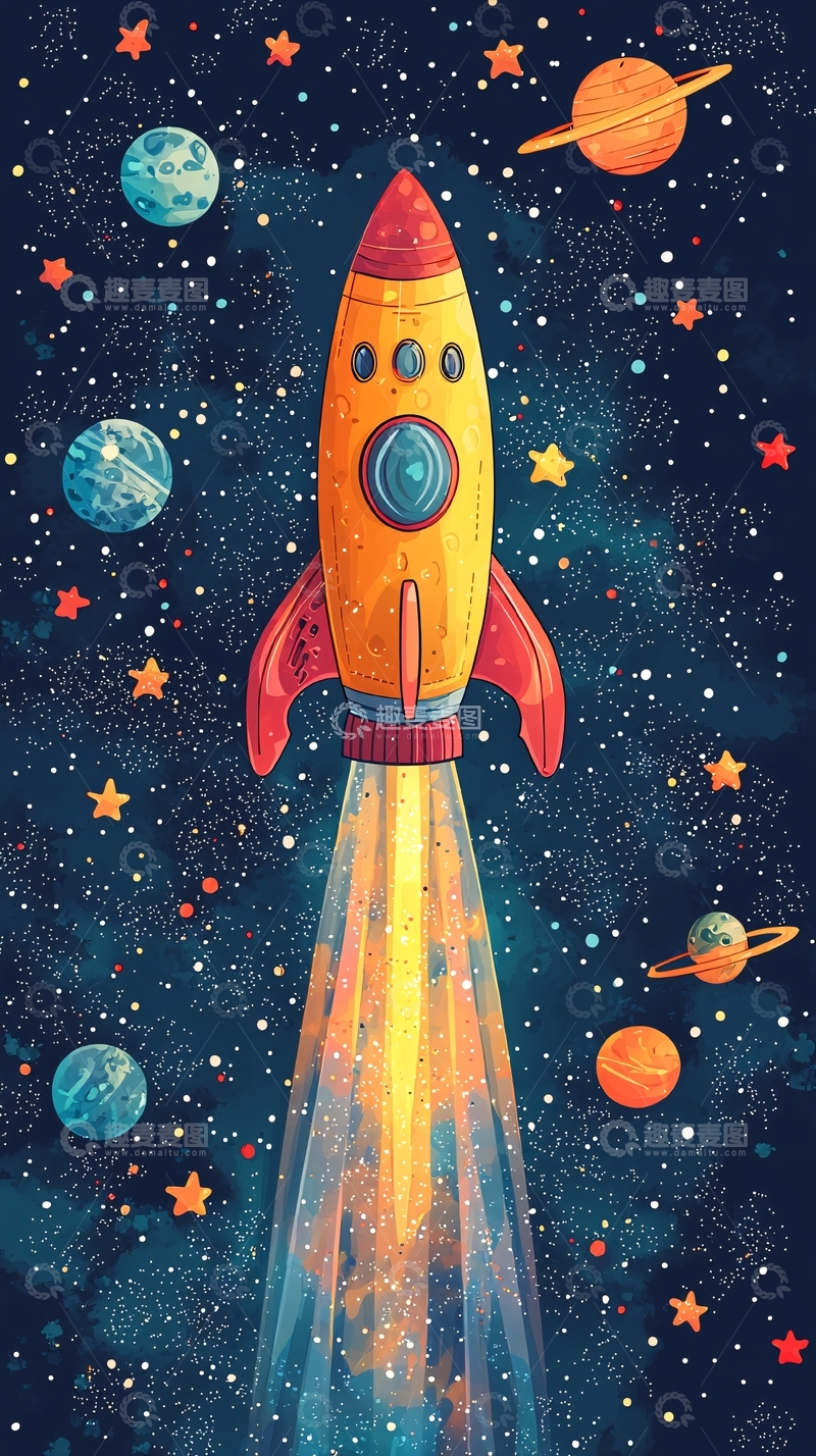 高清大图下载【趣麦麦图】卡通火箭宇宙飞船
