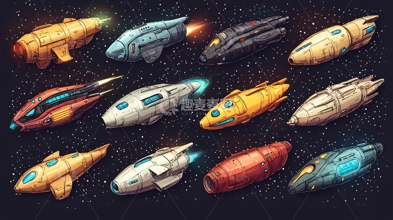 高清大图下载【趣麦麦图】宇宙飞船手绘图集