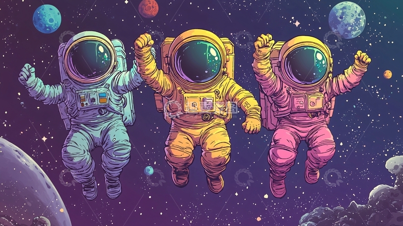 高清大图下载【趣麦麦图】太空宇航员卡通