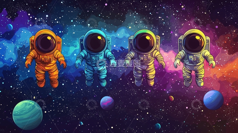 高清大图下载【趣麦麦图】太空宇航员卡通