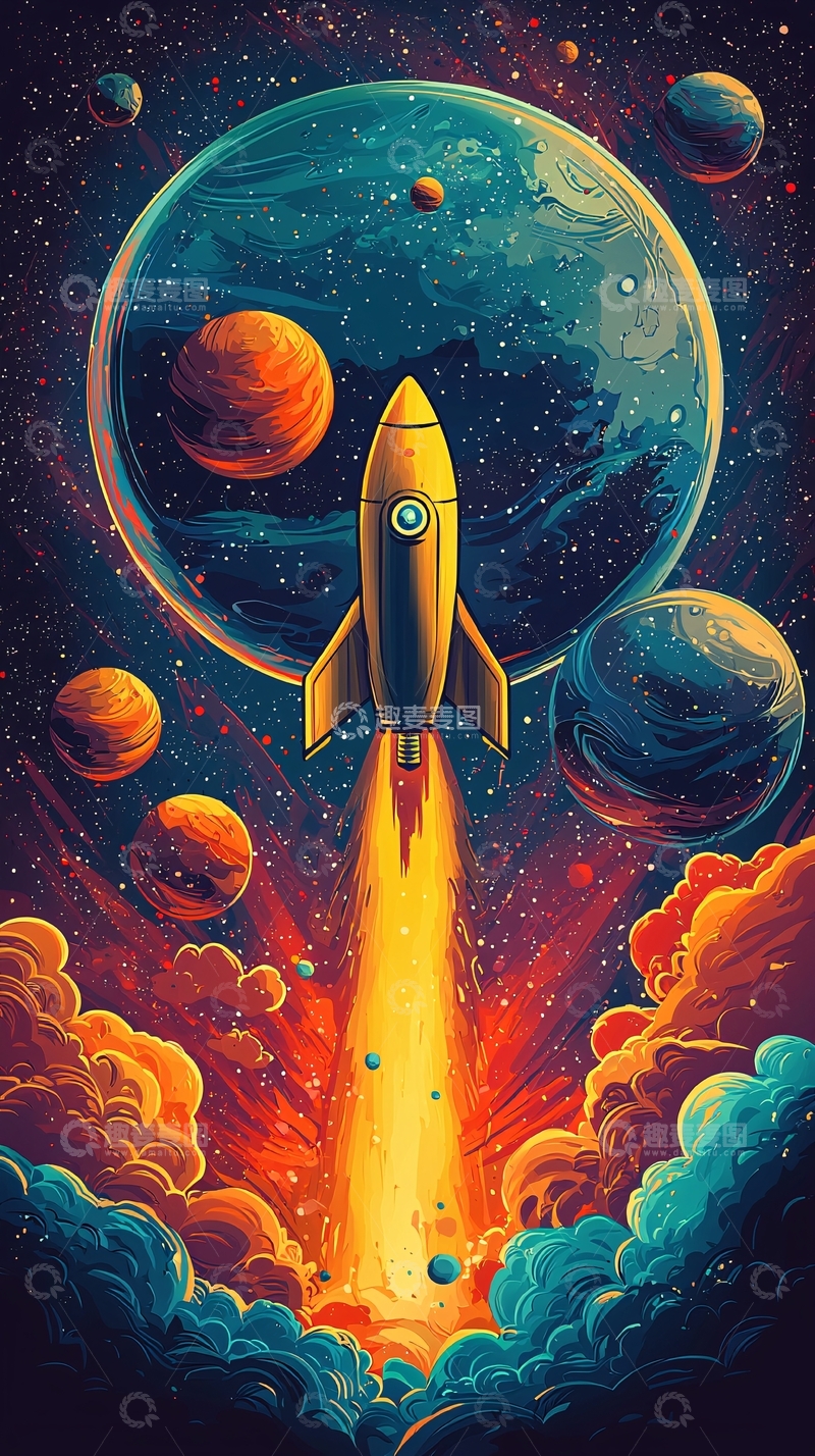 高清大图下载【趣麦麦图】宇宙飞船发射