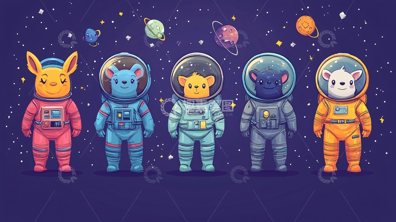 高清大图下载【趣麦麦图】太空动物宇航员