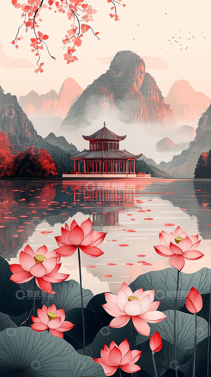 高清大图下载【趣麦麦图】水墨山水画649