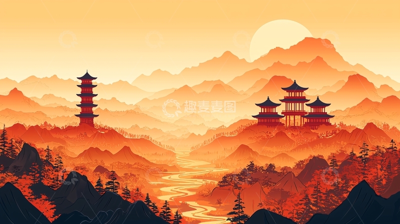 高清大图下载【趣麦麦图】日式山水画