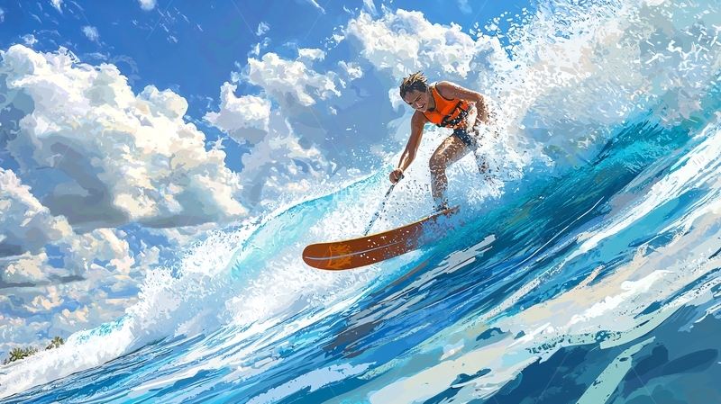 高清大图下载【趣麦麦图】阳光下冲浪运动员