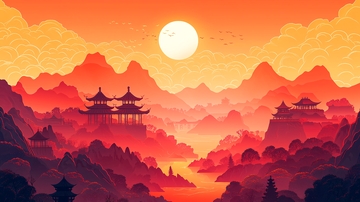 东方意境山水风景