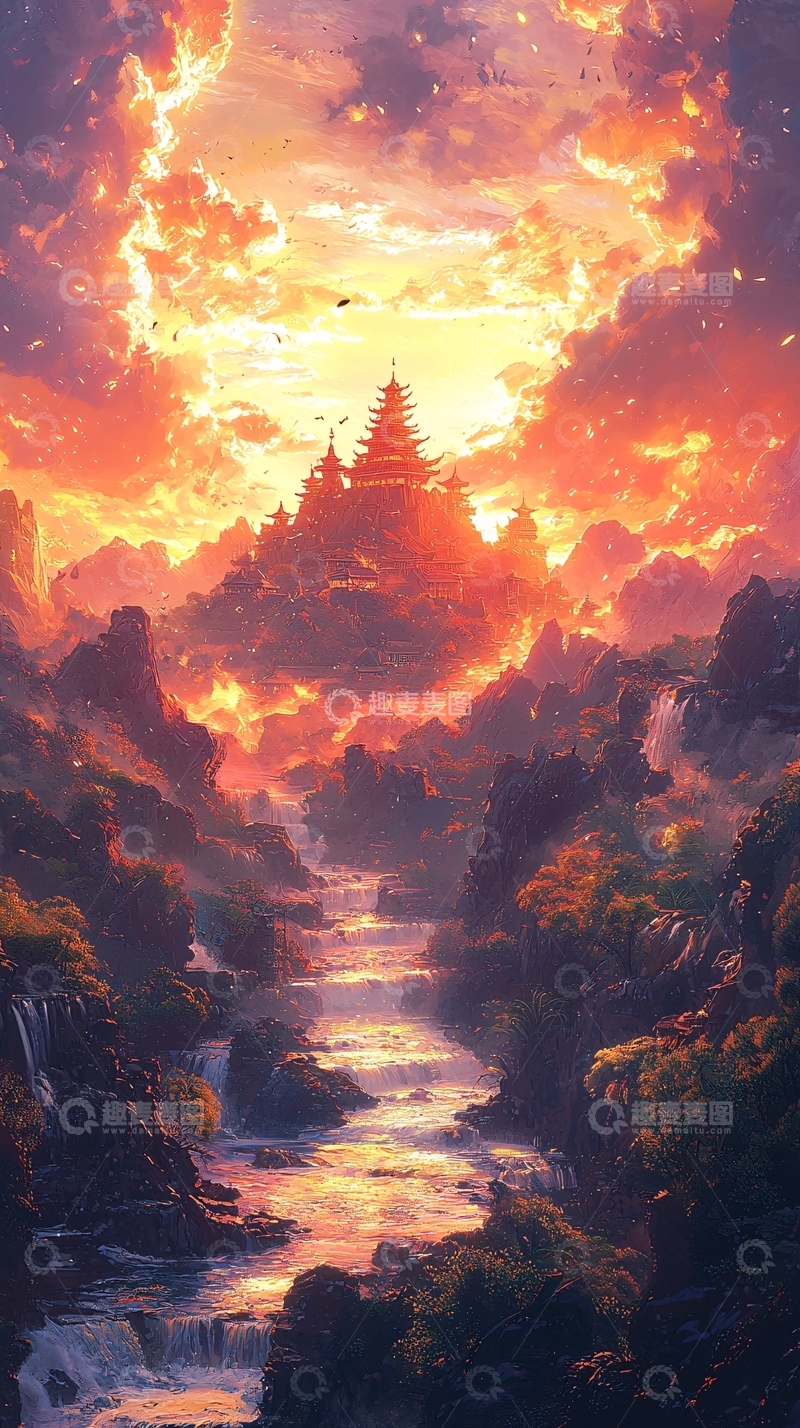 高清大图下载【趣麦麦图】燃烧的日落