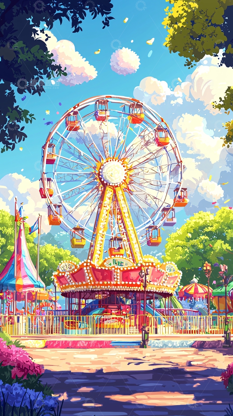 高清大图下载【趣麦麦图】梦幻摩天轮公园