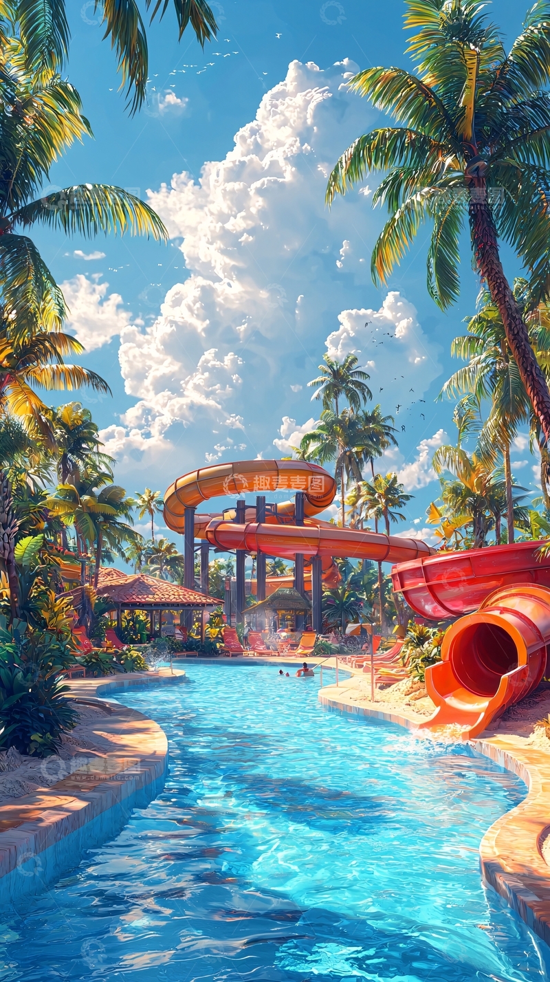 高清大图下载【趣麦麦图】热带水上乐园