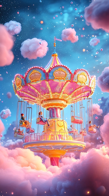 云朵中的旋转木马