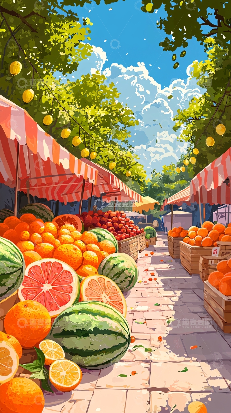 高清大图下载【趣麦麦图】阳光水果集市