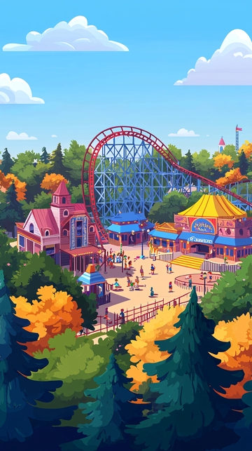 秋季游乐园风景图