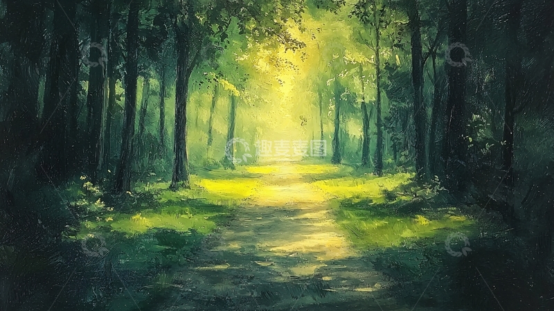 高清大图下载【趣麦麦图】森林小路阳光