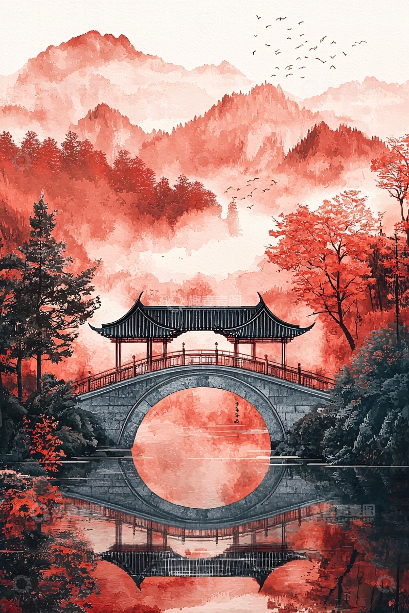 高清大图下载【趣麦麦图】水墨山水画656