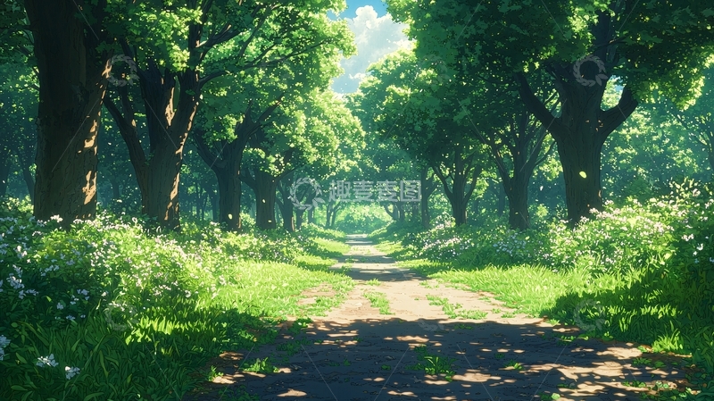 高清大图下载【趣麦麦图】阳光森林小路
