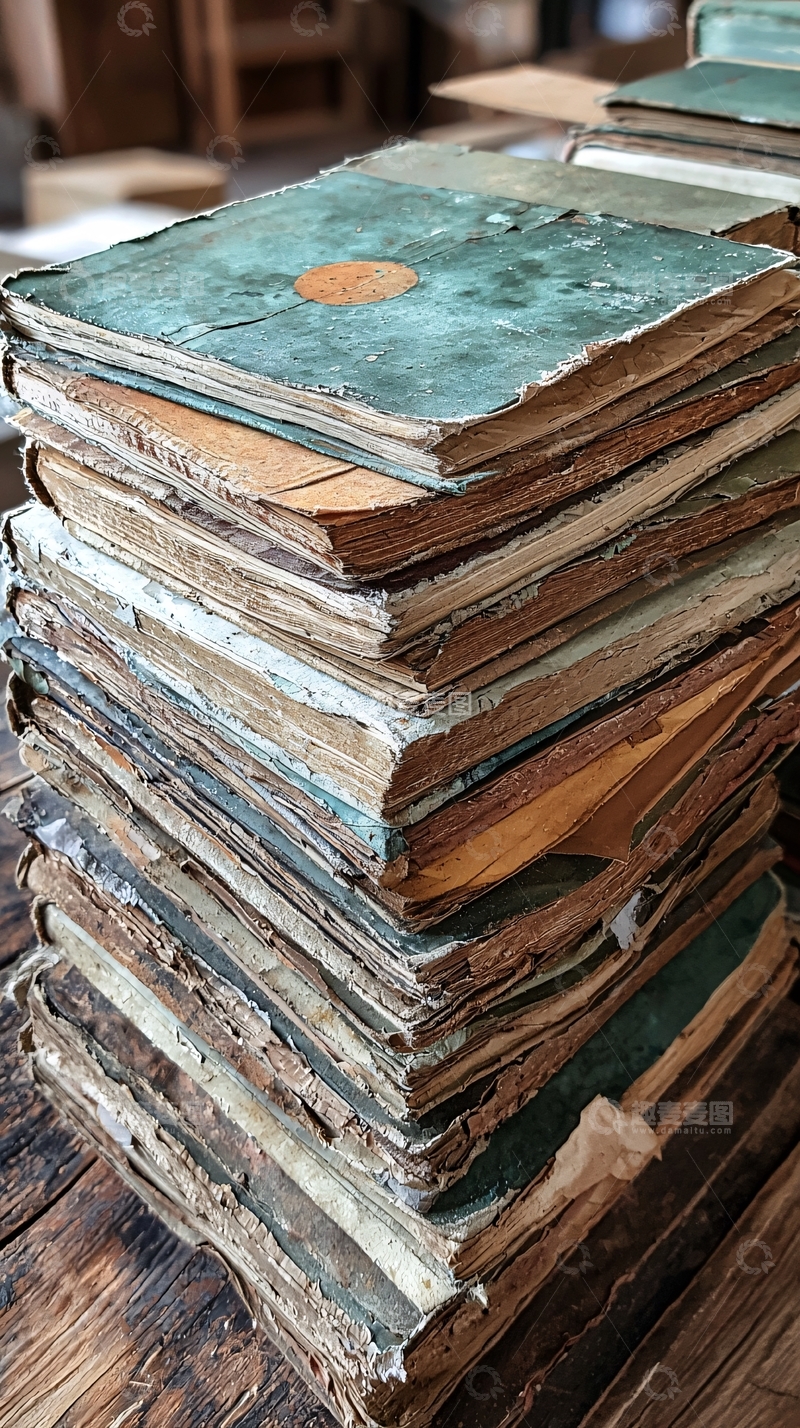 高清大图下载【趣麦麦图】一堆古老破旧的书籍