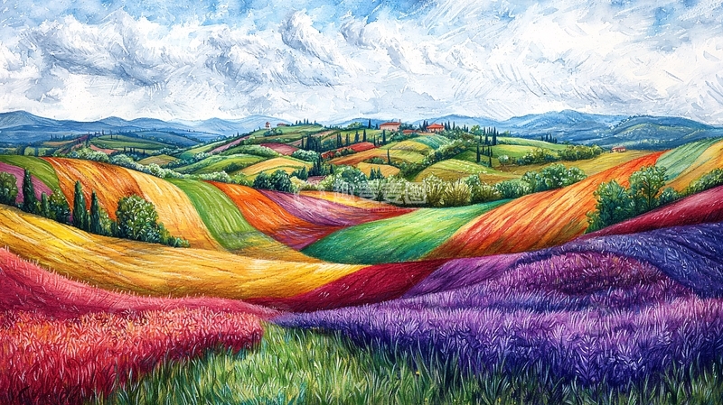 高清大图下载【趣麦麦图】彩色田园风光