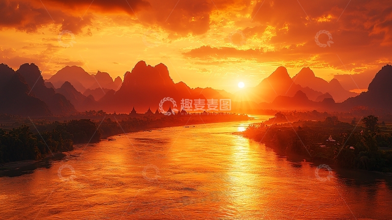 高清大图下载【趣麦麦图】燃烧的晚霞